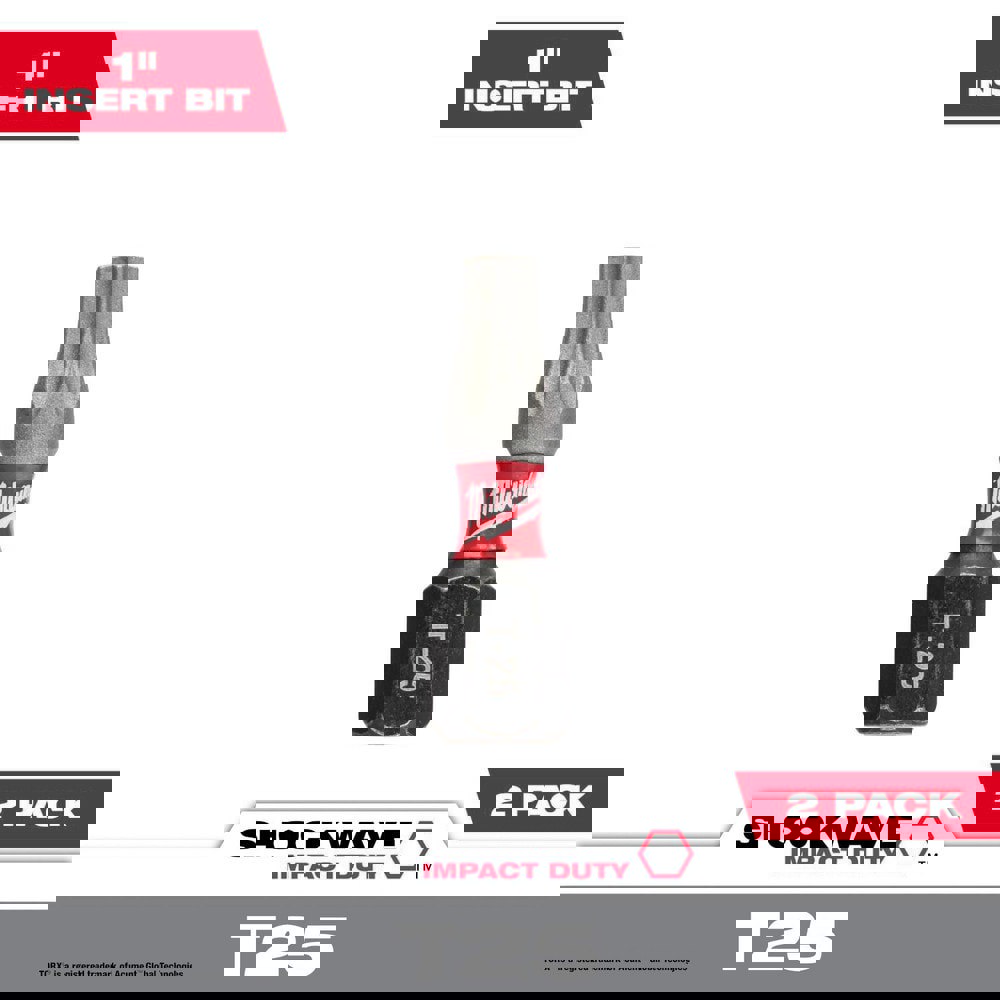 Power & Impact Screwdriver Bits & Holders; Bit Type: Torx; Insert Bit ; Hex Size (Inch): 1/4 ; Drive Size: 1/4 ; Torx Size: T25 ; Overall Length (Inch): 1 ; Magnetic: No